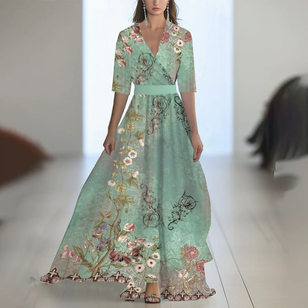 Cherise - Modieuze lange jurk met bloemenprint