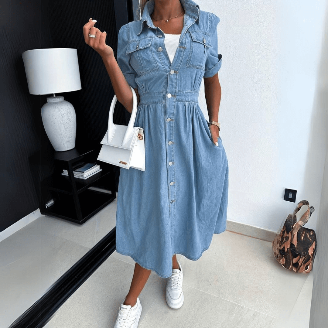 Tessa | Stijlvolle denim midi-jurk