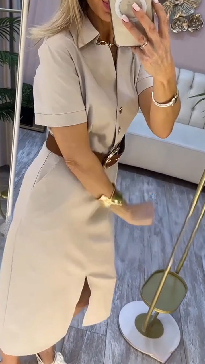 Casual damesjurk met een split in de flap