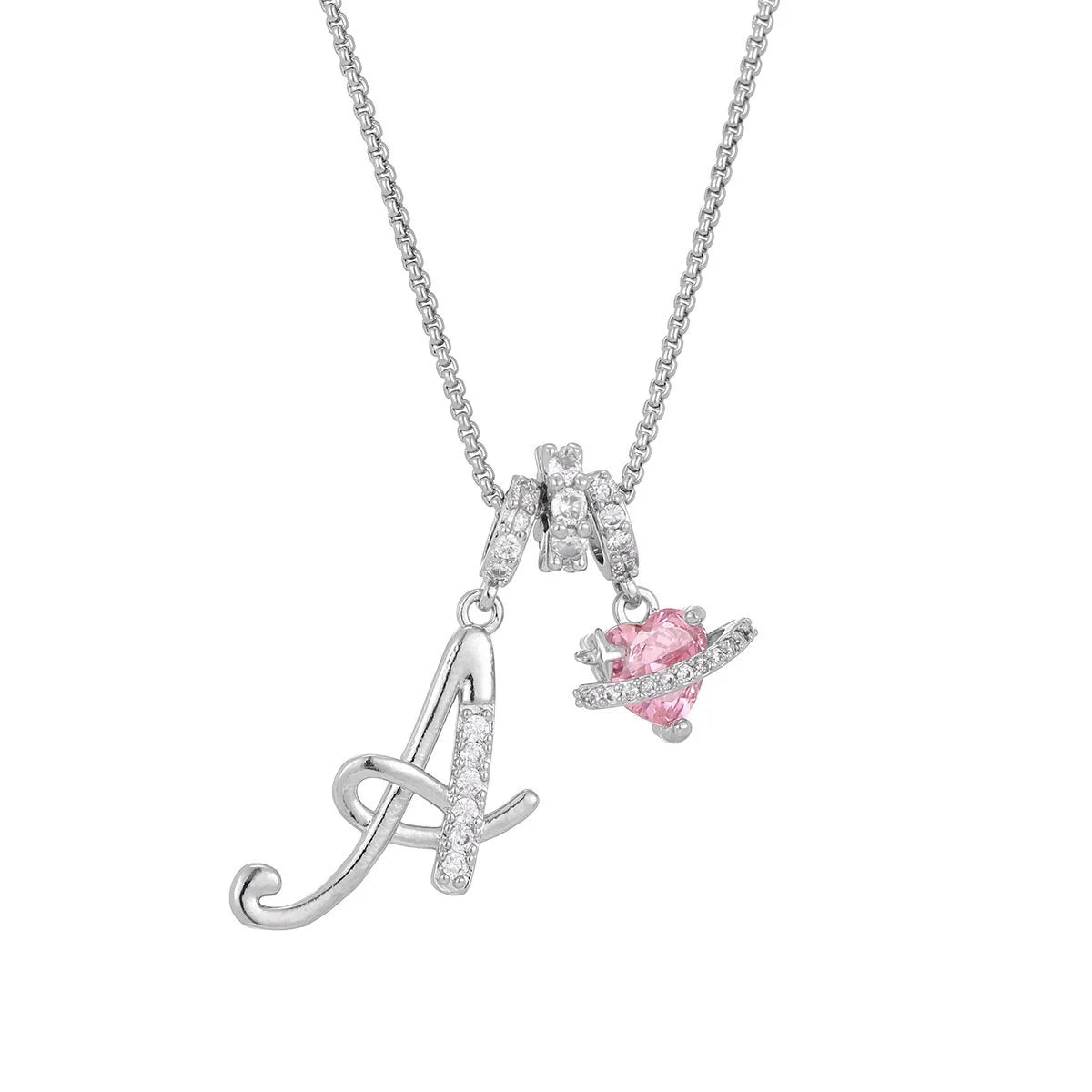 Roze hartvormige hanger met initialen