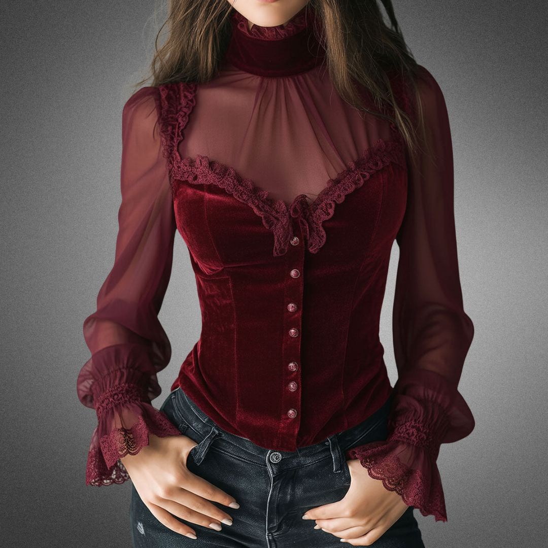 Elvira | Tijdloze, elegante blouse met kanten details en mouwen 