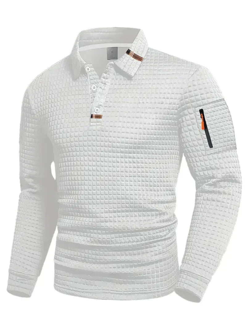 NordicWeave poloshirt met lange mouwen voor heren – warm, stijlvol en comfortabel 