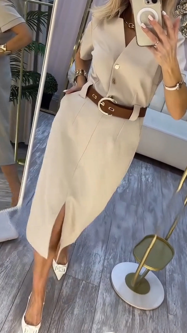 Casual damesjurk met een split in de flap