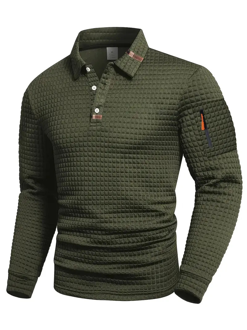 NordicWeave poloshirt met lange mouwen voor heren – warm, stijlvol en comfortabel 
