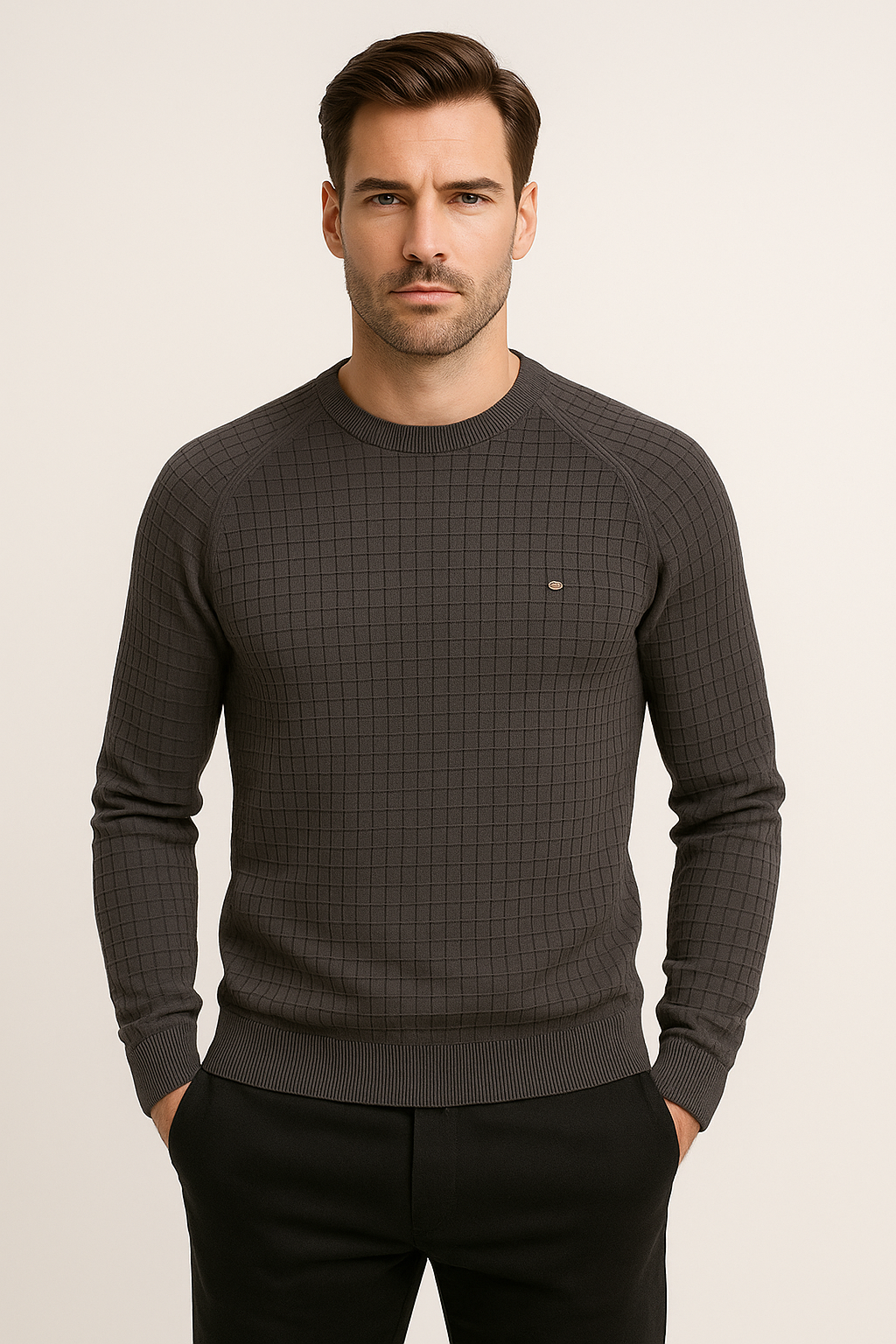 Alrikus | Sweatshirt met ronde hals en textuur