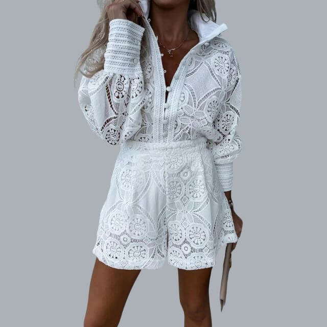 Avelina - Kanten borduurset met trekkoord