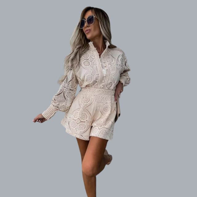 Avelina - Kanten borduurset met trekkoord