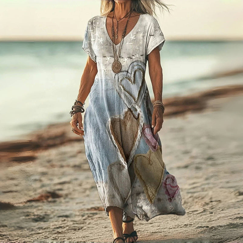 Vintage jurk met hartjesprint