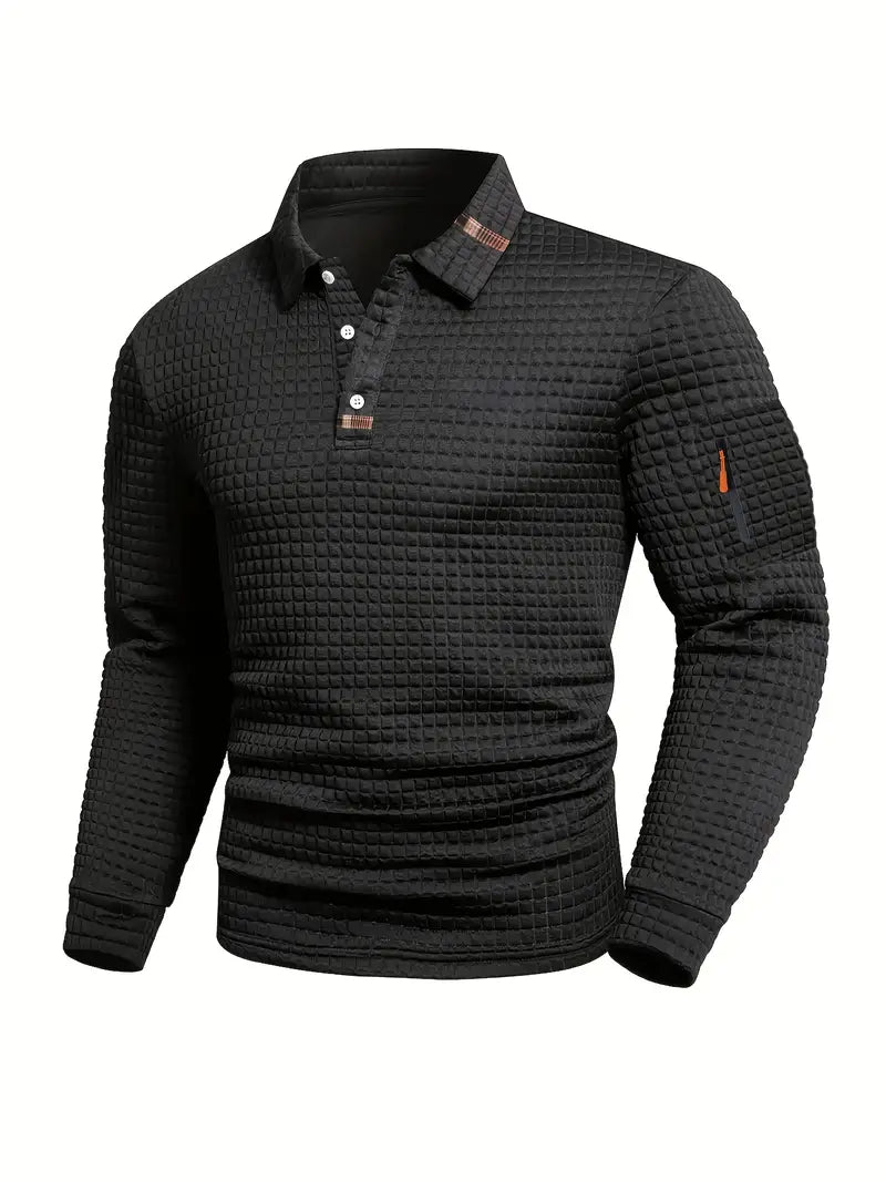 NordicWeave poloshirt met lange mouwen voor heren – warm, stijlvol en comfortabel 