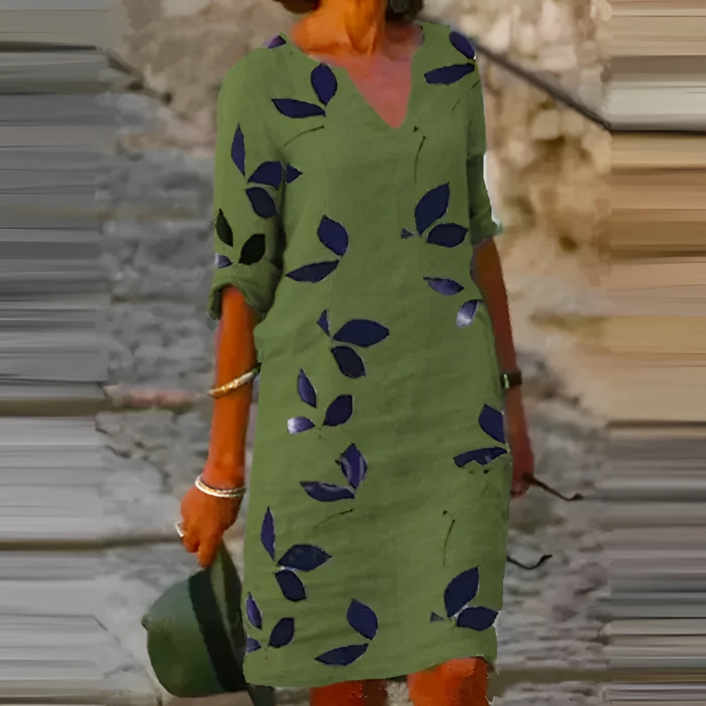 Britta | Flatterende zomerjurk met bladprint