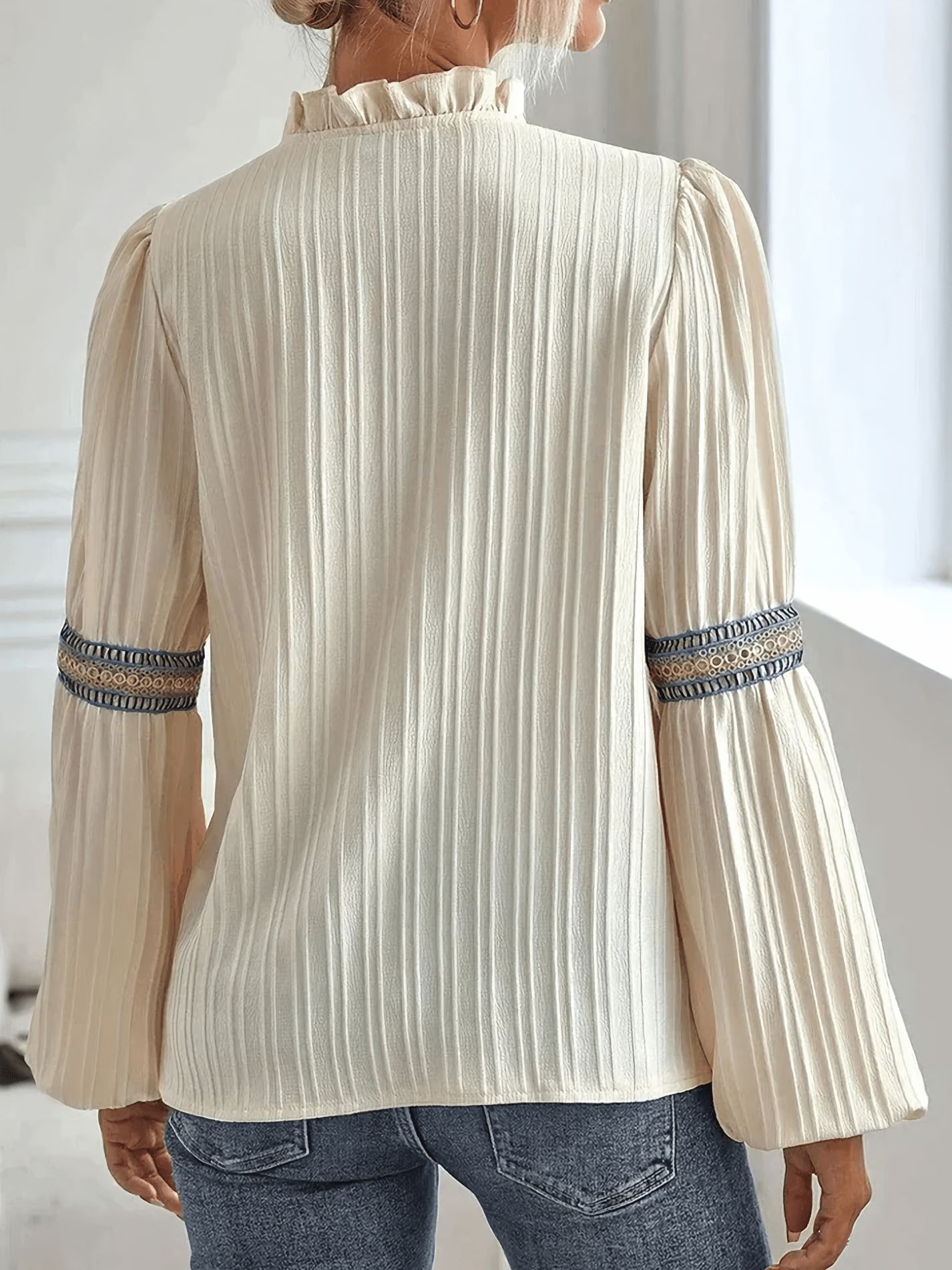 Selvara | Blouse met lange mouwen en plooien