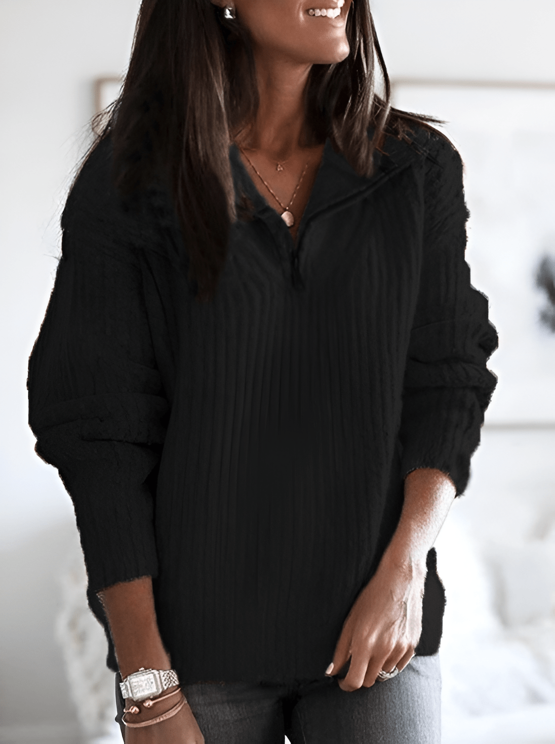 Fridika | Casual trui met halve rits