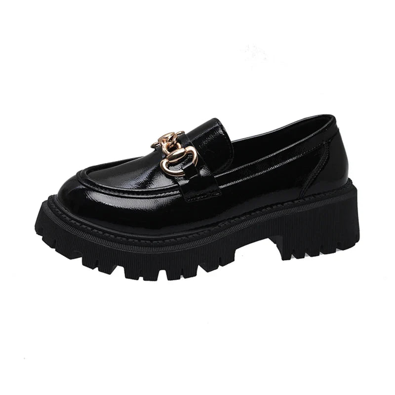 Galilea | Trendy platform loafers met kettingaccent