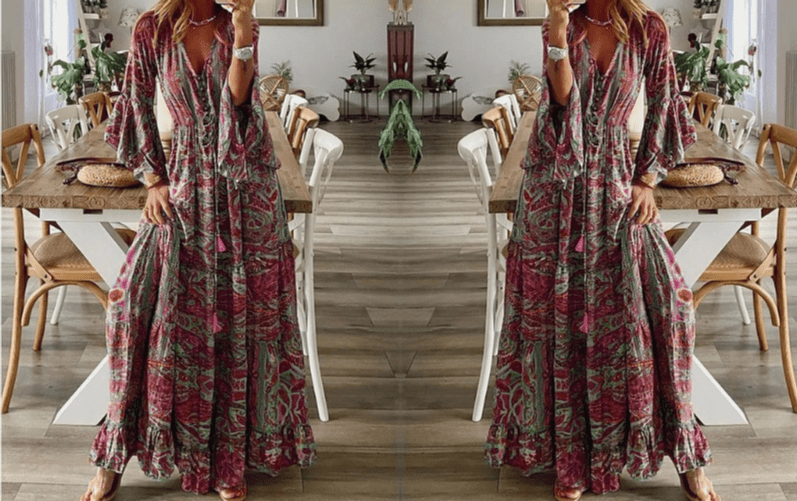Orlaith | Gedrapeerde maxi-jurk met print