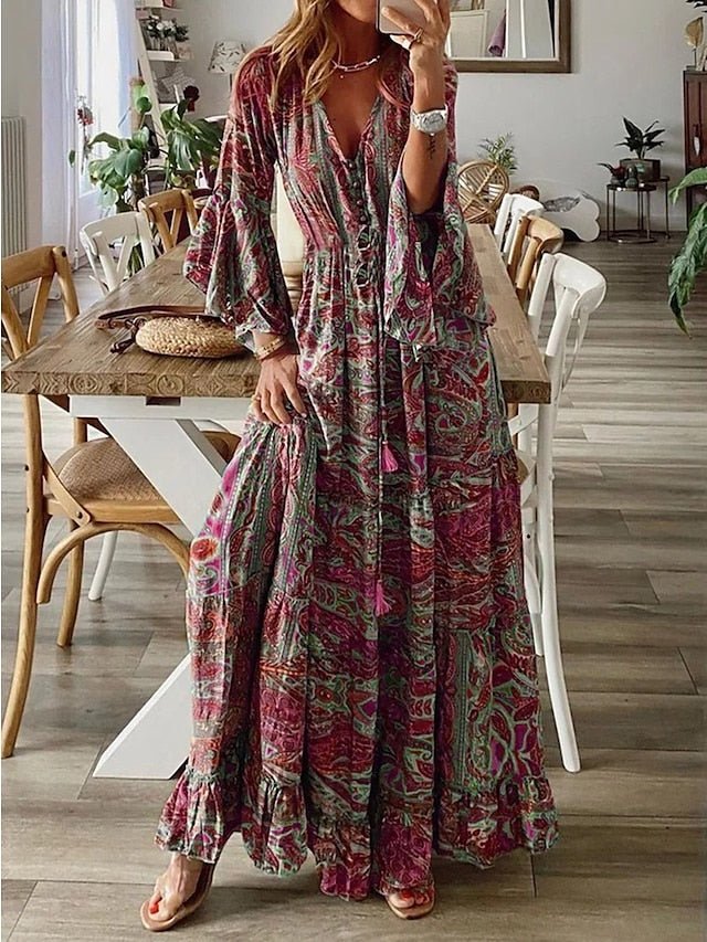 Orlaith | Gedrapeerde maxi-jurk met print