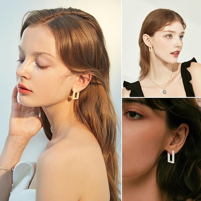 Caelia | Glanzende vierkante oorbellen