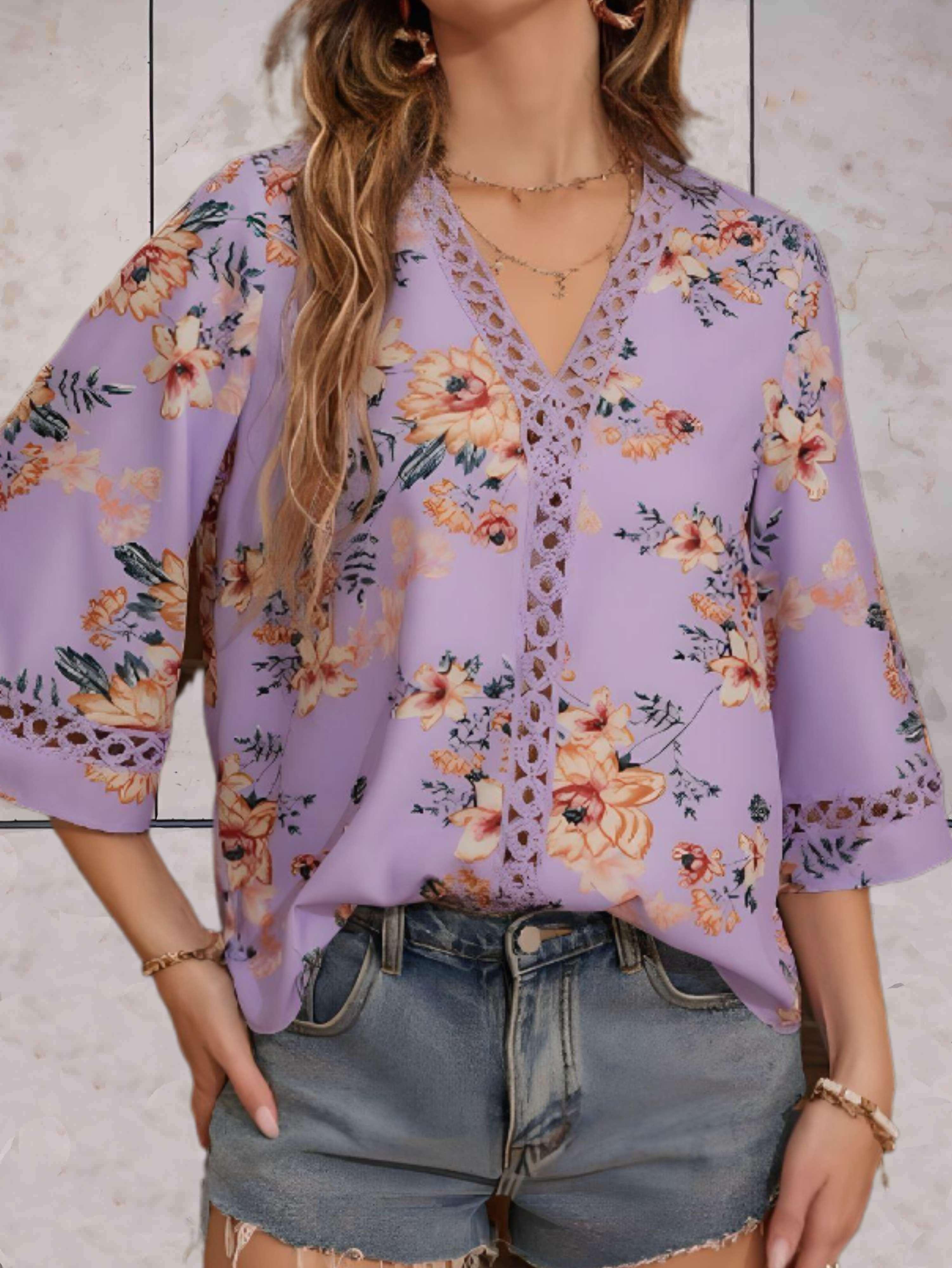 Noelle | Blouse met V-hals en zachte bloemenprint