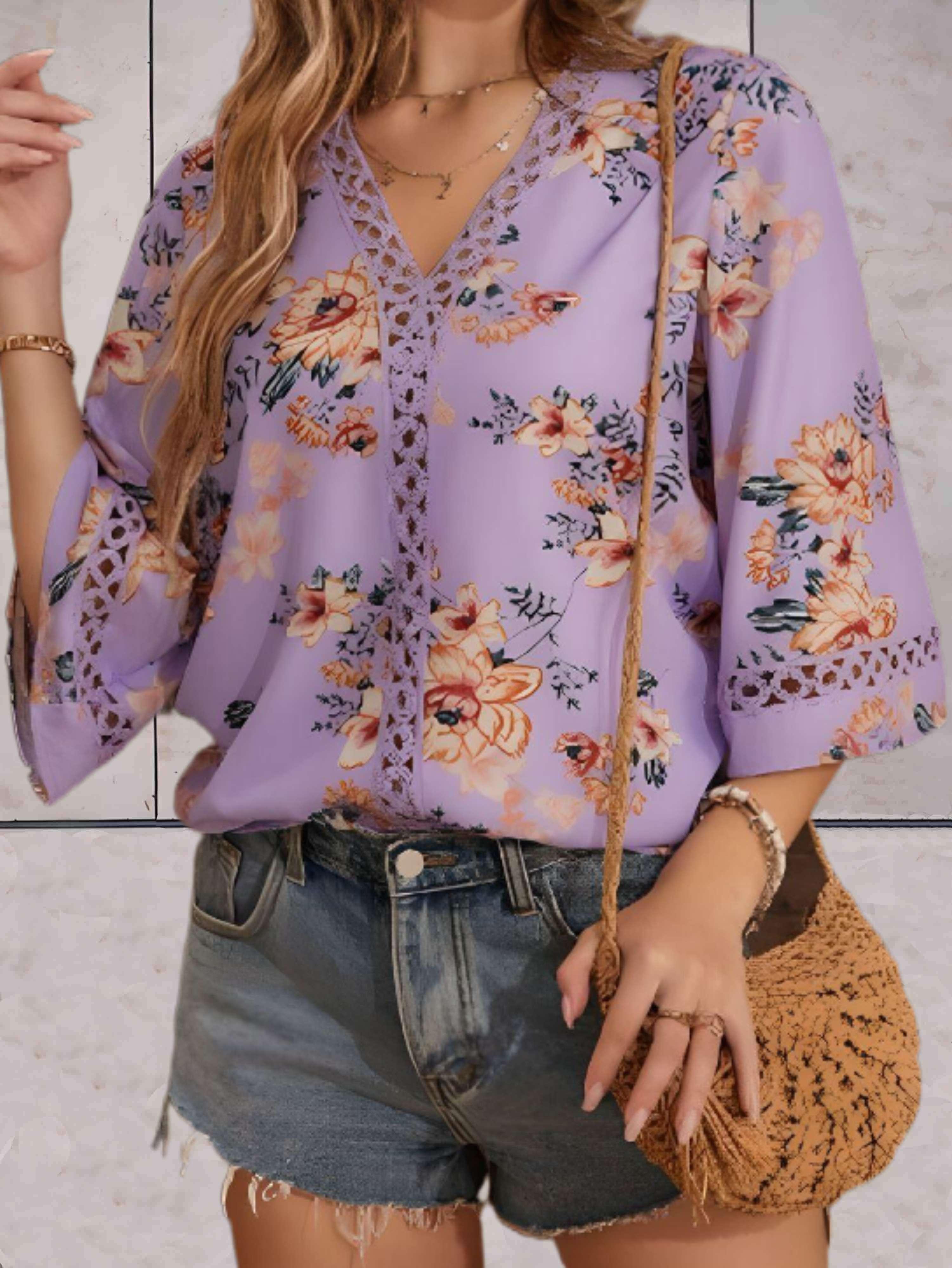 Noelle | Blouse met V-hals en zachte bloemenprint