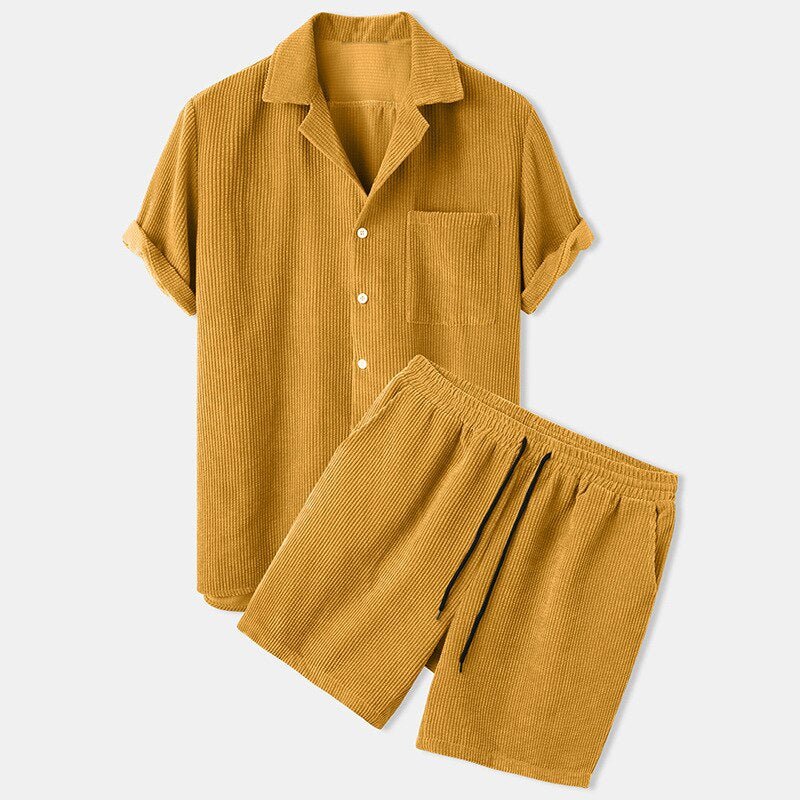Drayven | Corduroy shirt en short set