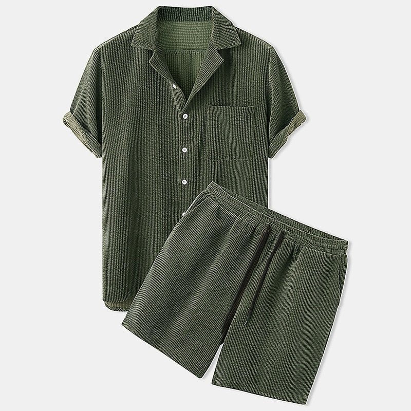 Drayven | Corduroy shirt en short set